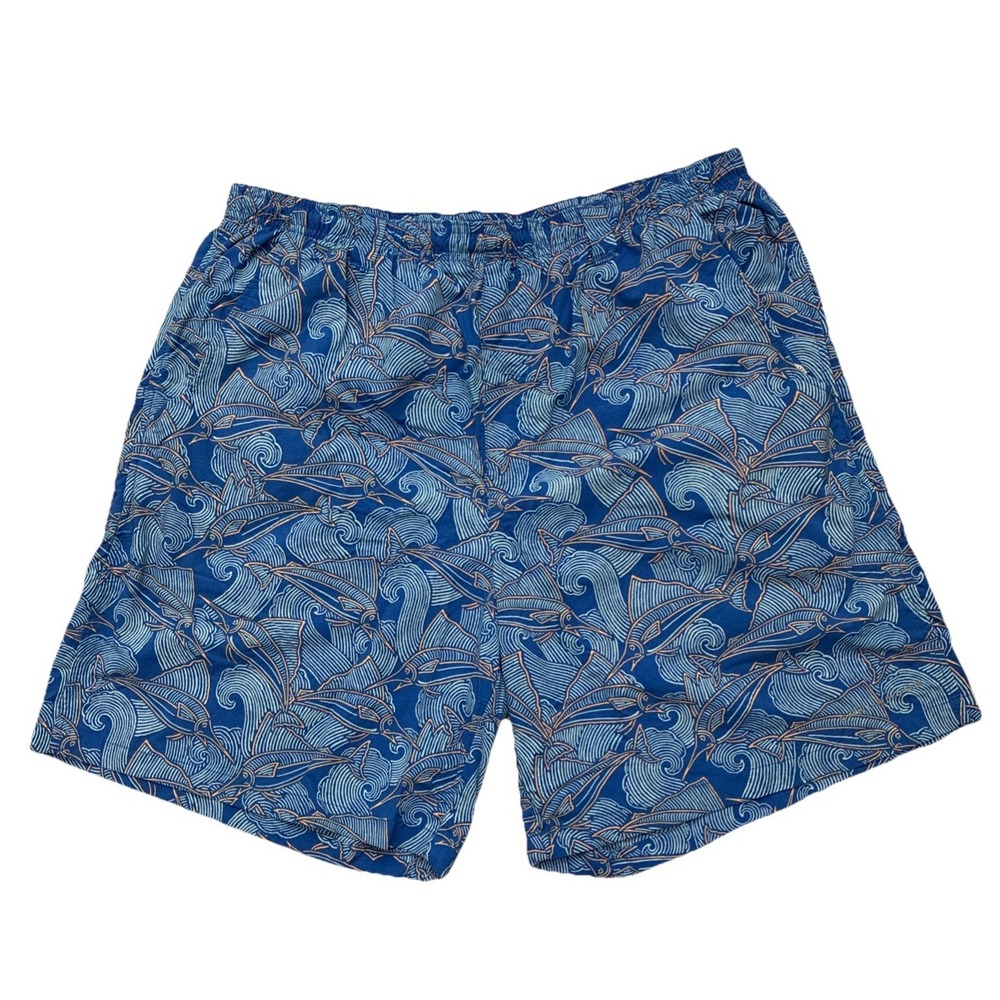 Columbia Shorts Mens Large PFG Swim Board Trunks Omni Shade Blue Waves Swordfish